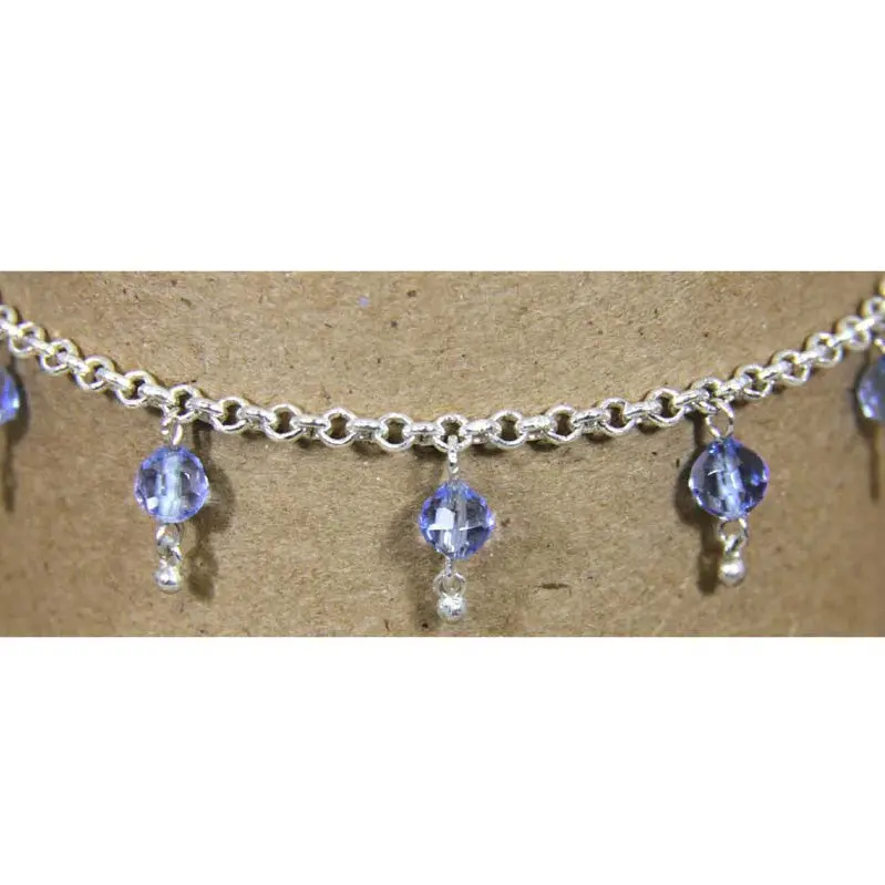 10-Inch Sterling Silver Sapphire Anklet 1