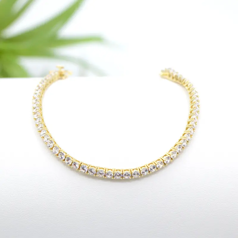 18K Gold-Plated Tennis Bracelet – 3.5Mm Sterling Silver 1