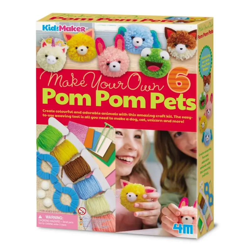 4M Kidzmaker Pom-Pom Craft Kit – No-Sew Yarn Art For Beginners 1