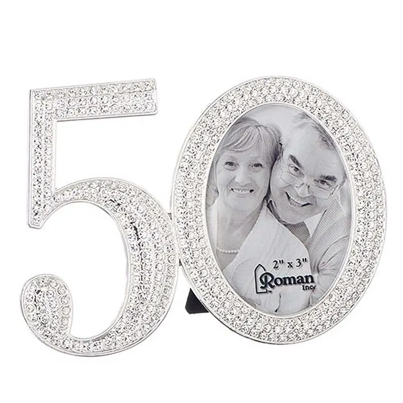 50Th Anniversary Picture Frame Adorned With Rhinestone Accents 1