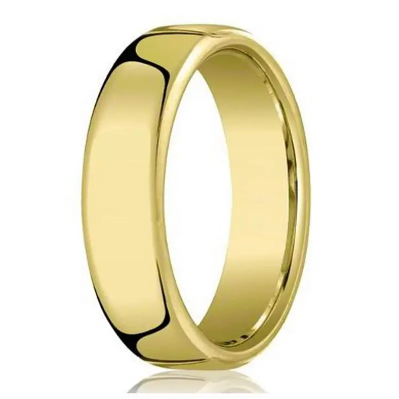 6.5Mm Polished 10K Yellow Gold Euro Comfort Fit Men'S Wedding Ring 1