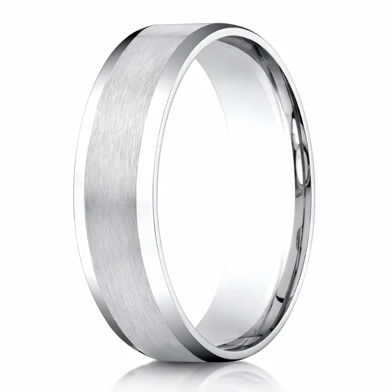 6Mm Satin Cobalt Chrome Men'S Wedding Ring With Bright Polished Edge Highlights 1