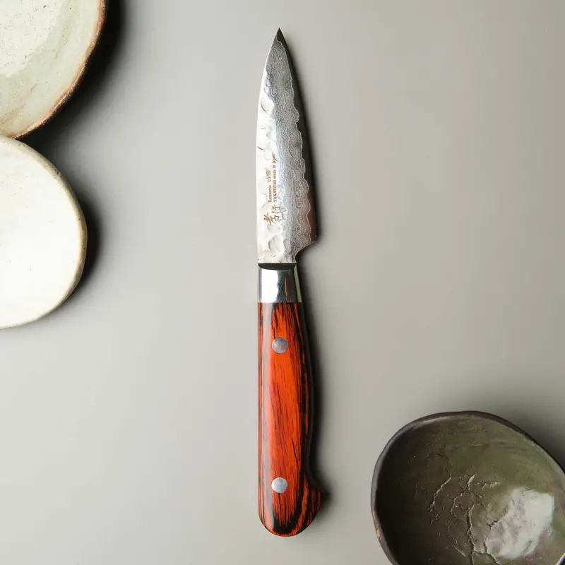 80Mm Hammered Damascus Petty Chef Knife – Compact Precision Blade 1