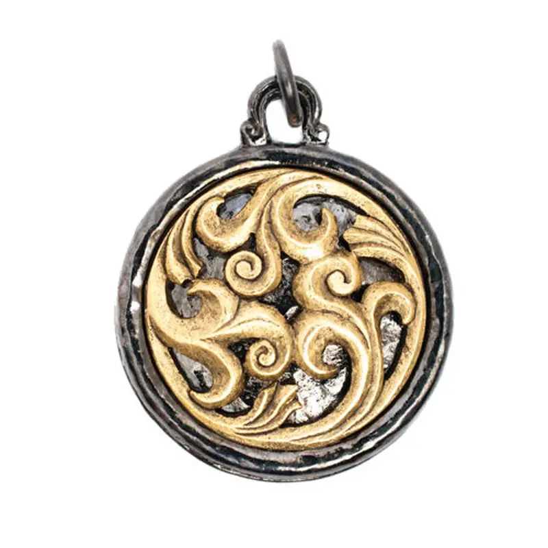 Aimez Oxidized Swirl Medallion Charm – Antique Silver Finish 1
