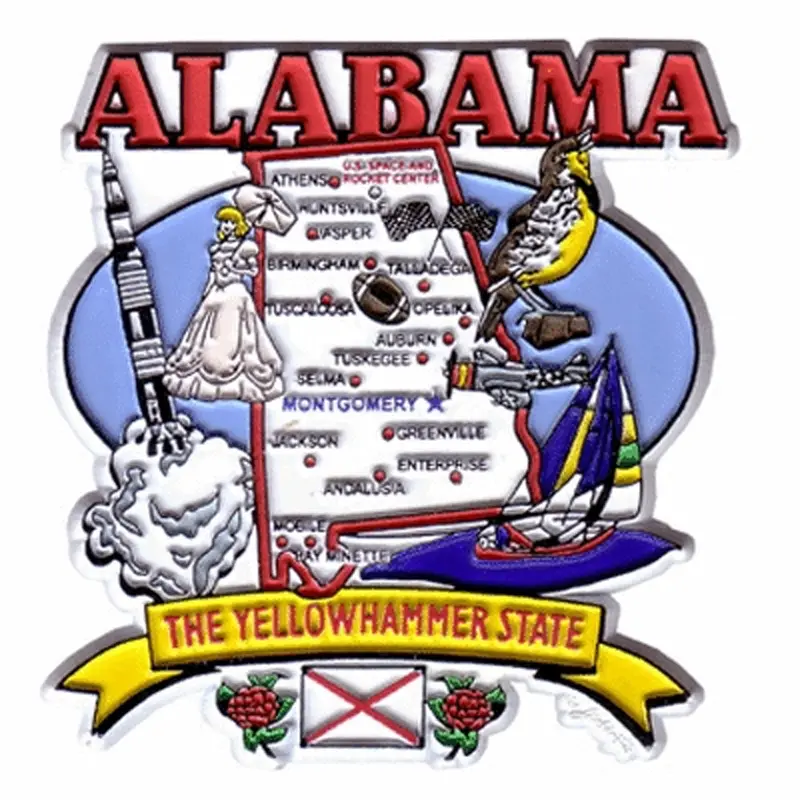 Alabama State Map Magnet – Two-Dimensional Design 1