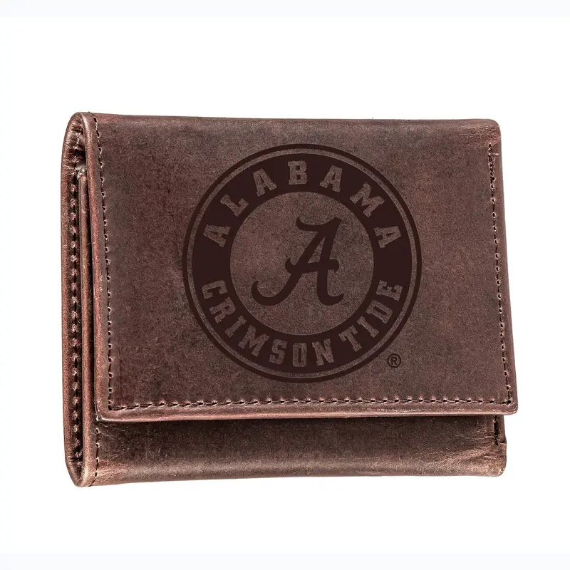 Alabama Trifold Wallet – Brown Genuine Leather 1