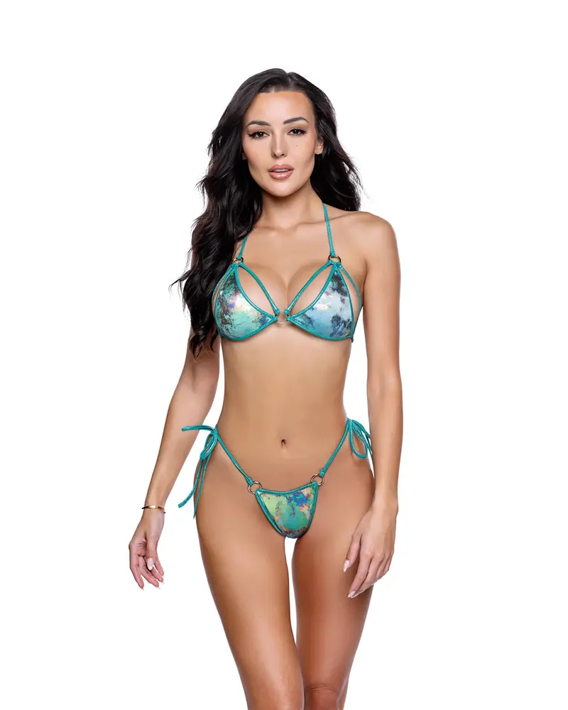 Alternate Metallic Print Bikini Set – Contemporary Tie-Side Style 1
