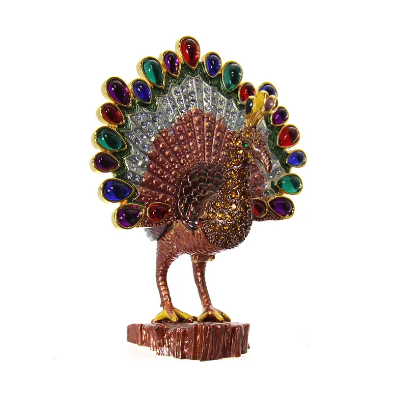 Amber Standing Peacock Jewelry Box 1