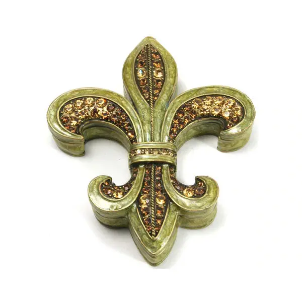Amber-Toned Fleur-De-Lis Decorative Box 1