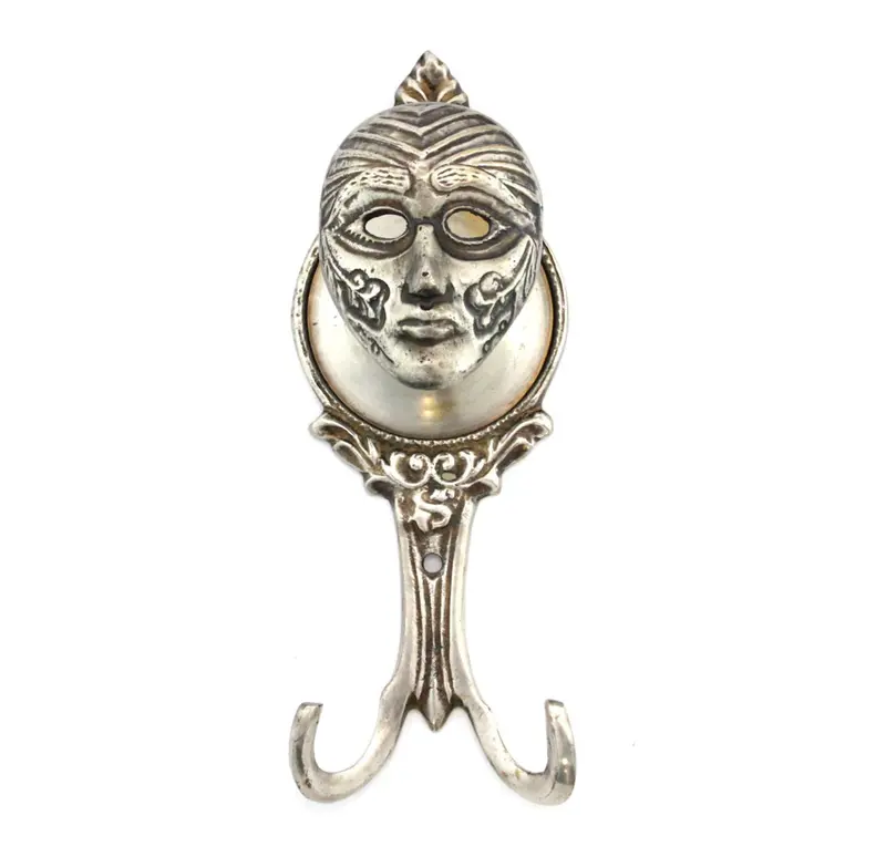 Antique Silver Mask-Shaped Wall Hook – Decorative Hanger 1