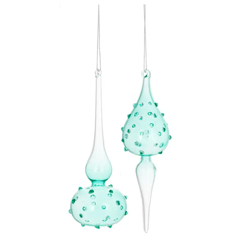 Aqua Green Teardrop Glass Ornament – 2 Elegant Styles 1