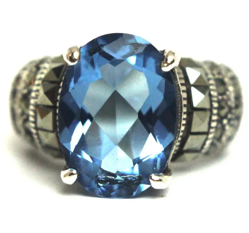 Aquamarine Sterling Silver Ring – Size 6 1