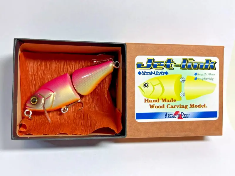 Arcadia Reef Jet Link Hand-Carved Wooden Lure – Pink Shad Model #Jl 1