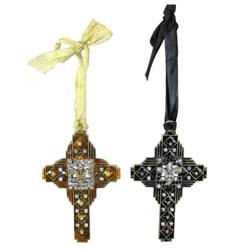 Art Deco Cloisonné Fleur-De-Lis Cross 1