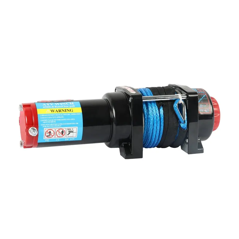 Atw-4500S 4500 Lb Electric Winch – Blue Synthetic Rope, 12V Dc Recovery Winch For Off-Road Vehicles 1