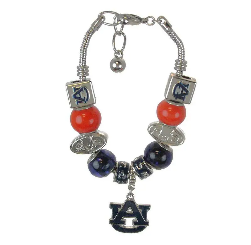Auburn Spirit Bracelet – Adjustable Alloy Band With Engraved Logo 1