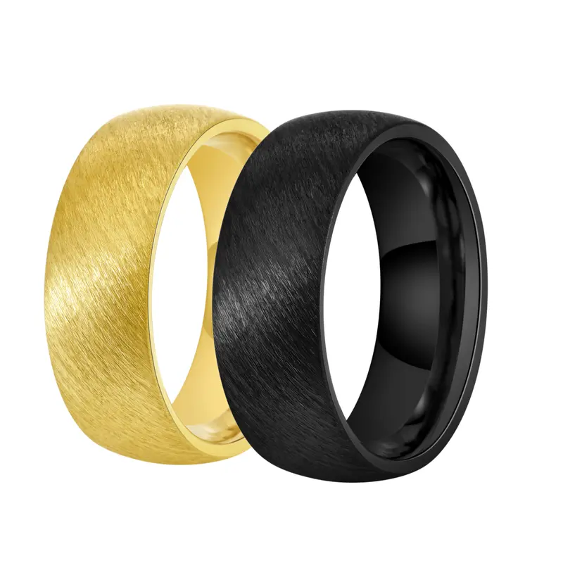 Auric Shadow Domed Tungsten Ring – Sleek Black Or Gold Finish, 8Mm 1