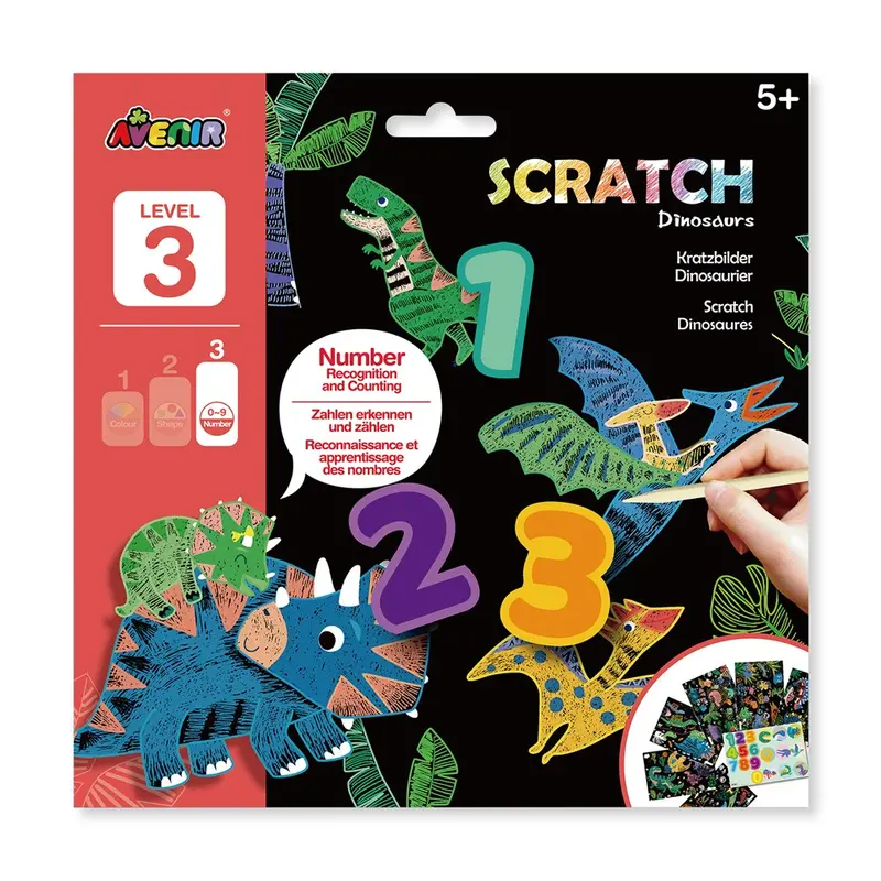 Avenir Scratch Art Kit: Prehistoric Dinosaur Designs 1