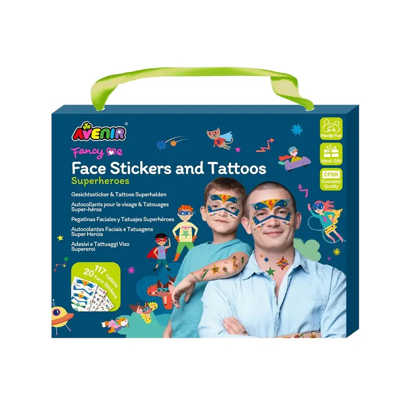 Avenir Superhero Face Stickers & Temporary Tattoos – Creative Dress-Up Activity Pack 1