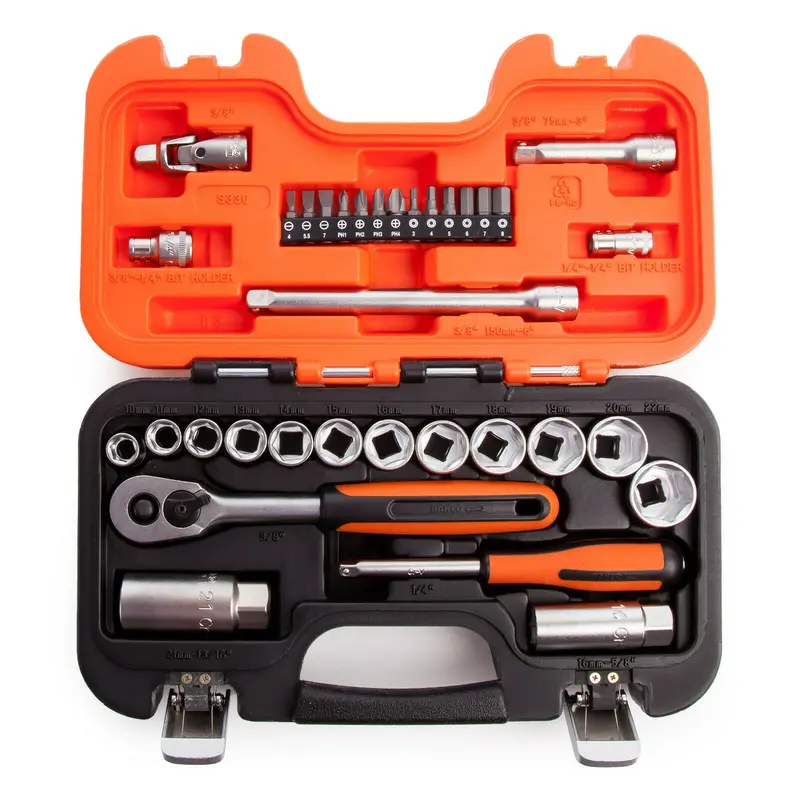 Bahco S330 34-Piece Socket & Bit Set – 3/8″ Drive Sockets + 1/4″ Drive Bits 1
