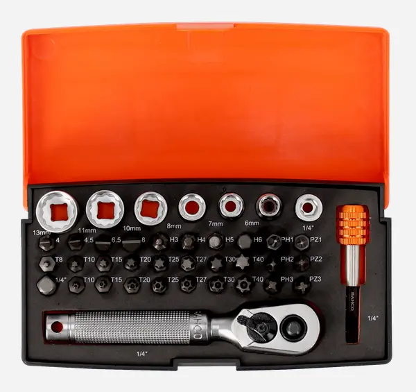 Bahco S39Mh – 39-Piece 1/4" Drive Socket And Bit Set With Screwdriver Accessories 1