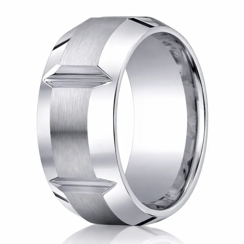 Barbarian Men'S 10Mm Cobalt Chrome Ring With Deep Segmented Texturing 1
