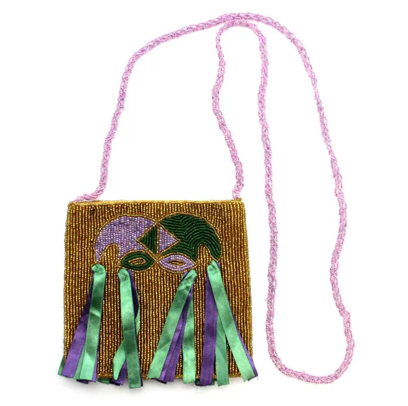 Beaded Jester Mask Statement Bag 1
