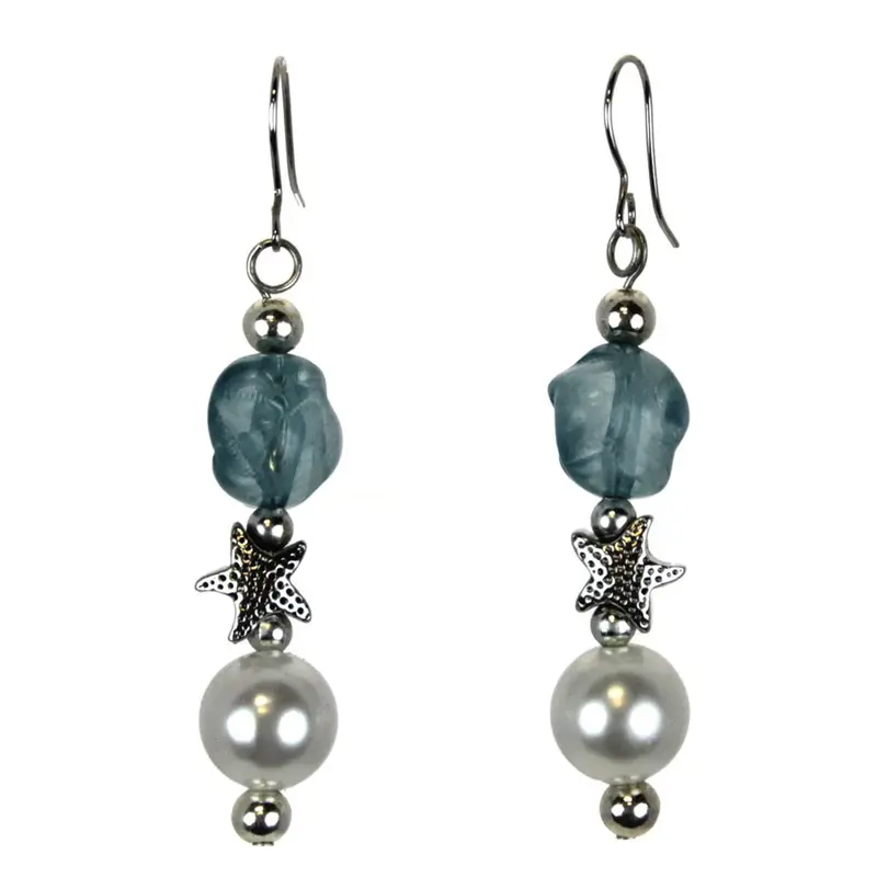 Beaded Starfish Dangle Earrings 1