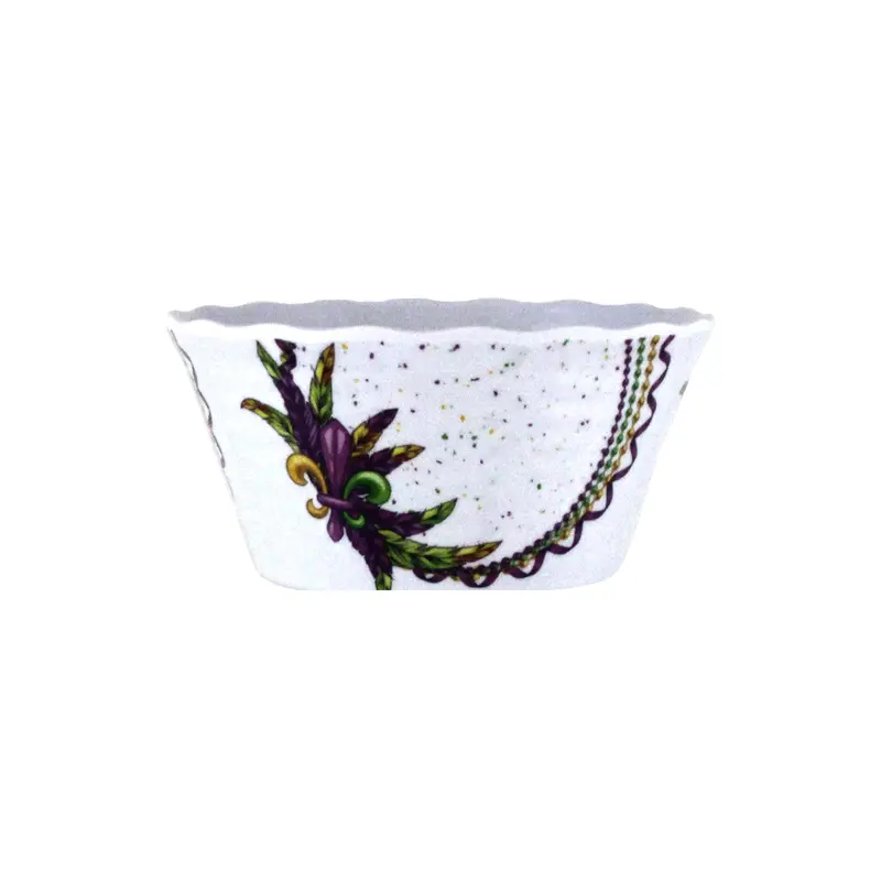 Beads-And-Feathers Melamine Serving Bowl – Vibrant Mardi Gras Design 1