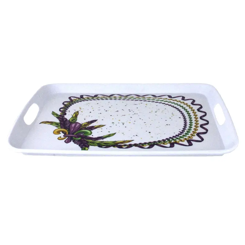 Beads-And-Feathers Melamine Serving Tray – Mardi Gras Theme 1