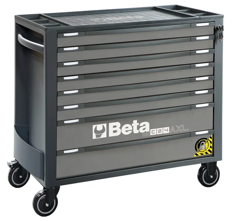 Beta Rsc24Axl/8-A Grey Long-Design 8-Drawer Rolling Tool Cabinet With Stability System 1