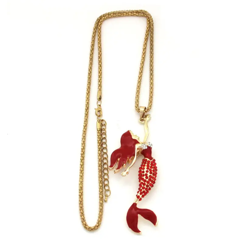 Betsey Johnson Mermaid Pendant Necklace – Gold-Tone Design 1