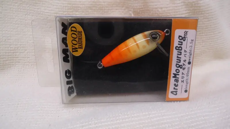 Big Man Area Moguru Bug Mr Wooden Handcrafted Fishing Lure – Cream Orange Finish 1