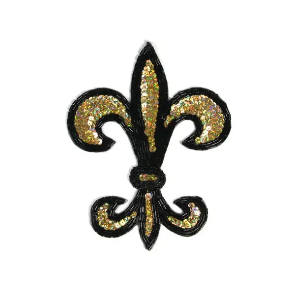 Black And Gold Fleur-De-Lis Applique Embellishment 1