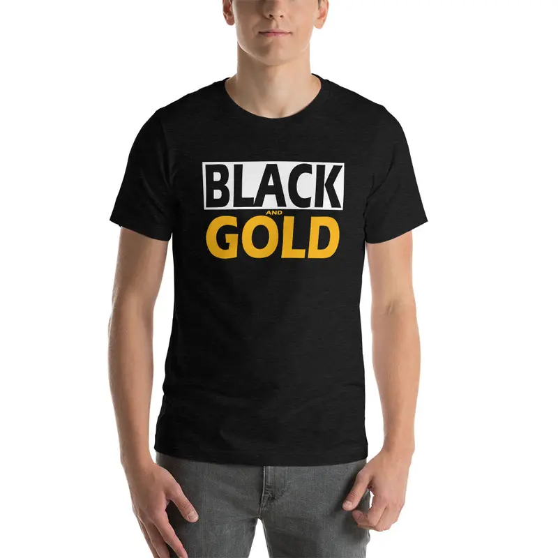 Black And Gold Short-Sleeve Unisex T-Shirt 1