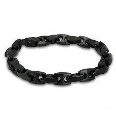 Black Marina-Style Stainless Steel Link Bracelet 1