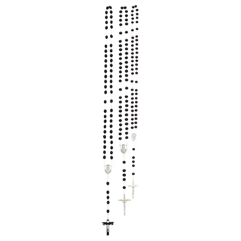 Black Wood Rosary Beads – Traditional Catholic Prayer Set 1