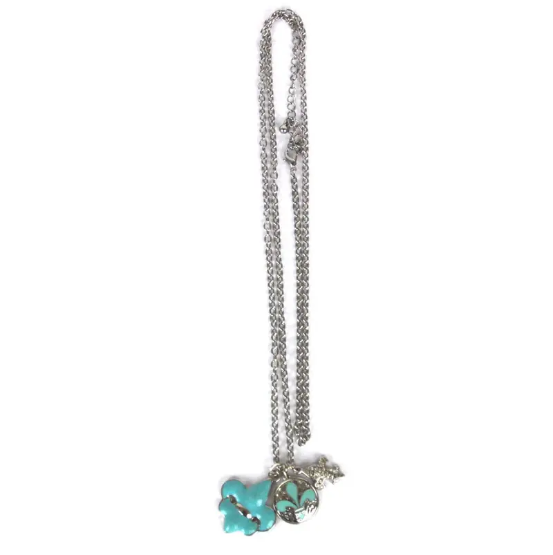 Blue Fleur-De-Lis Charm Pendant Necklace 1
