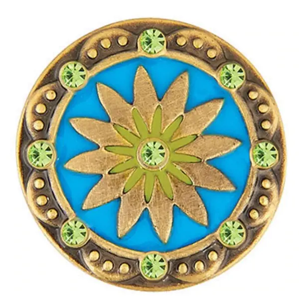 Boho-Style Brass Ginger Snap Clip – Turquoise And Green 1