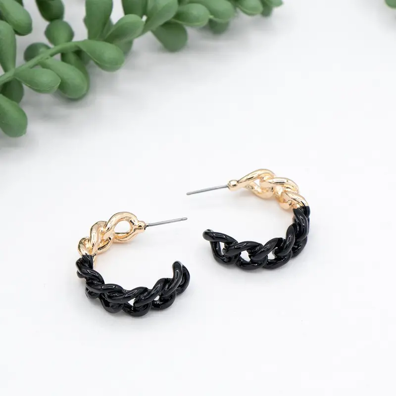 Bonnie Cream Enamel Hoop Earrings 1