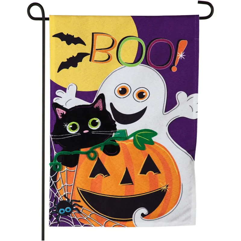 Boo! Halloween Linen Garden Flag 1