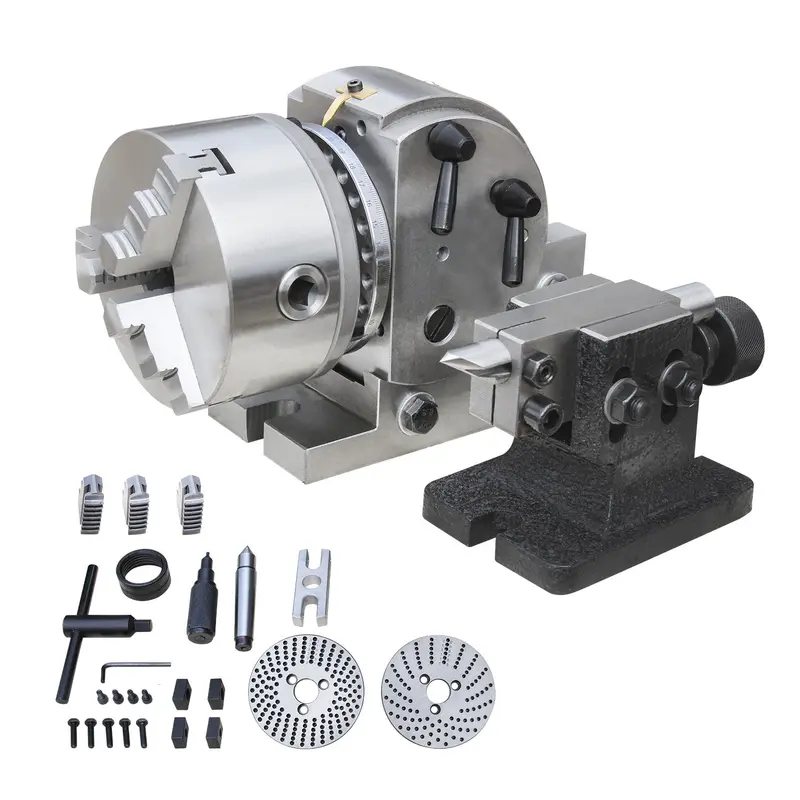 Bs-1 Semi-Universal Dividing Head — 40:1 Ratio, Tiltable, Includes Tailstock, 3-Jaw Chuck & Plates 1