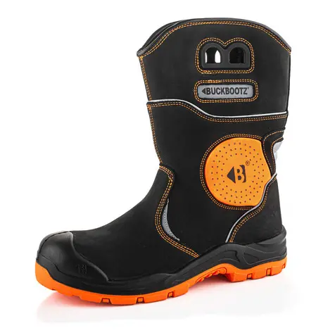 Buckbootz Bviz5Bkor Black & Hi-Vis Orange Safety Rigger Boot 1
