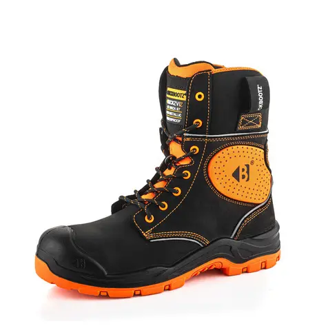 Buckbootz Bviz6Bkor Black & Hi-Vis Orange High-Leg Lace Safety Boot 1