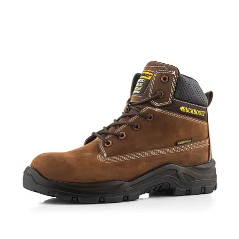 Buckbootz Lacerz Brown Nubuck Safety Lace Boot — En Iso 20345 Compliant 1