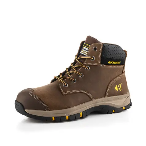 Buckbootz Wizl1Brn Brown Nubuck Lace-Up Safety Boot 1