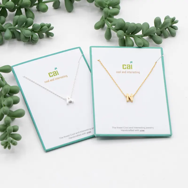 Cai Block Monogram Initial Necklace – Gold Finish 1