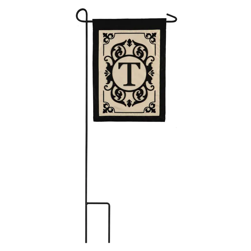 Cambridge Monogrammed Garden Flag With Initial "T" 1