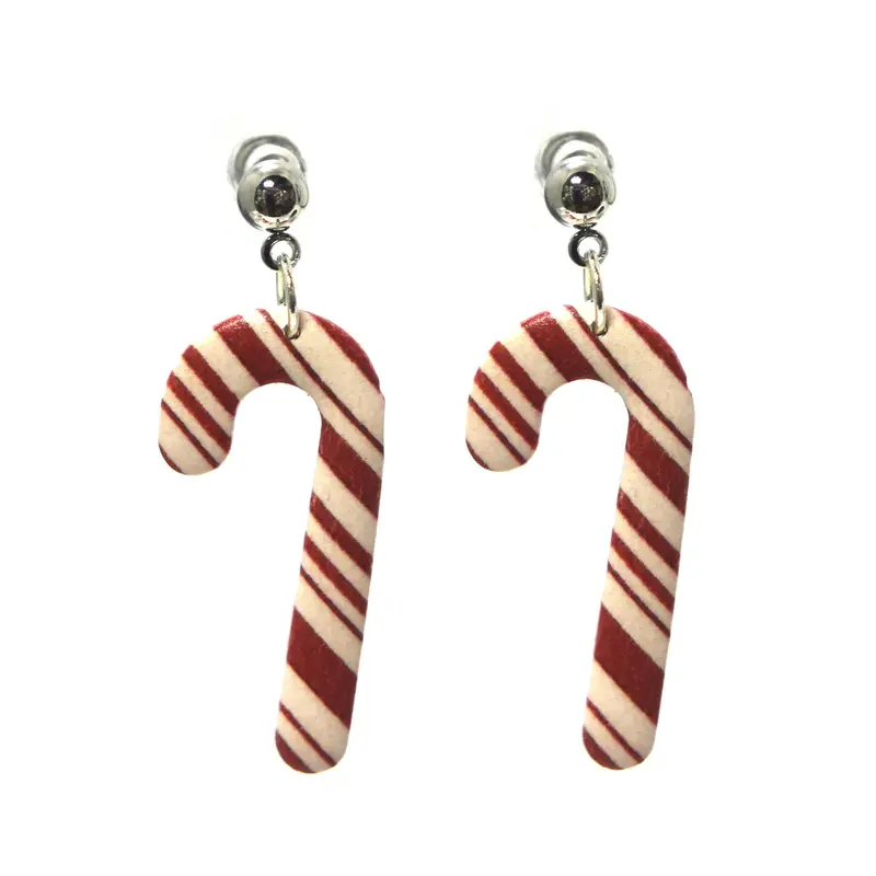 Candy Cane-Shaped Dangle Earrings 1