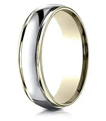 Captain 4.5Mm Two-Tone Men'S Wedding Ring: White Gold Center With 14K Yellow Gold Edges 1